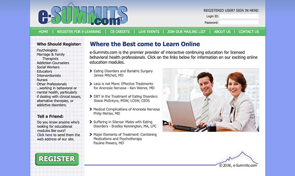 e-Summits.com home page design
